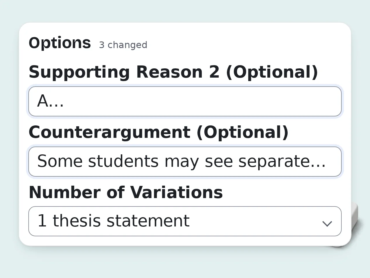 Add supporting reasons and optional counterargument