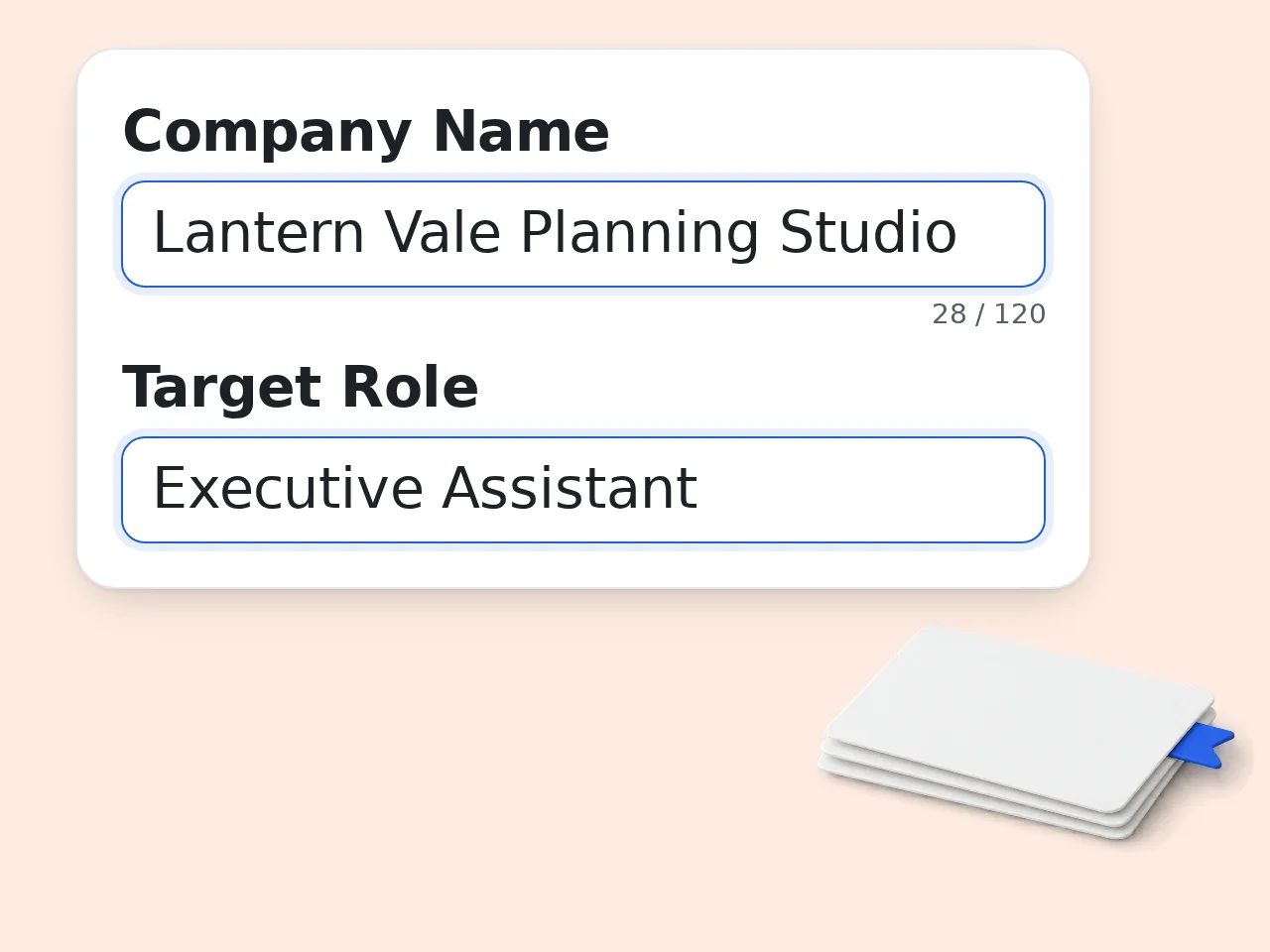 Enter the target role and company