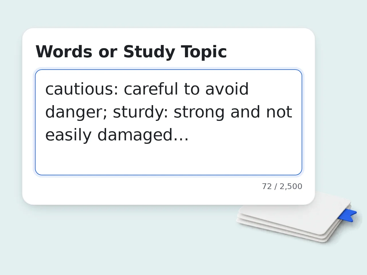 Enter words or a topic